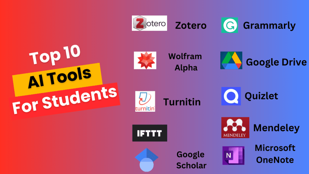Top 10 AI tools for students
Grammarly: Top 10 AI Tools For Students
Google Scholar: Top 10 AI Tools For Students
Turnitin: Top 10 AI Tools For Students
Zotero: Top 10 AI Tools For Students
Microsoft OneNote: Top 10 AI Tools For Students
Quizlet: Top 10 AI Tools For Students
Mendeley: Top 10 AI Tools For Students
Wolfram Alpha: Top 10 AI Tools For Students
IFTTT AI: Top 10 AI Tools For Students
Google Drive:
