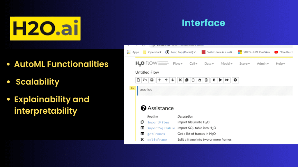H20.ai tool
AutoML Functionalities
 Scalability
Explainability and interpretability