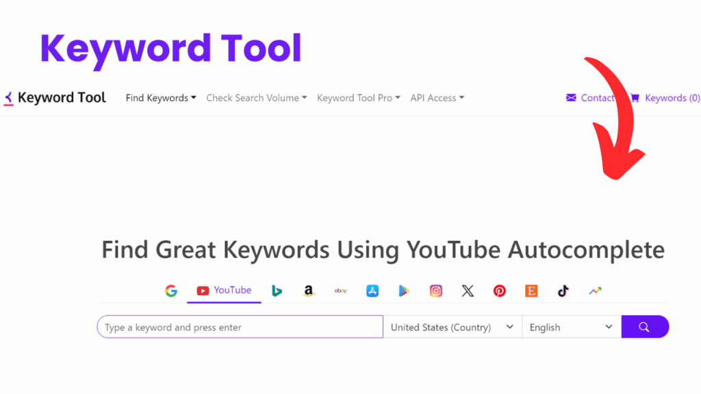 2. Keywordtool.io: Google Keyword Research Tool For YouTube
Keywordtool.io: Google Keyword Research Tool For YouTube It is a powerful tool that helps you find better keywords for your YouTube videos. This tool uses YouTube autocomplete so that you can find keywords that are searched more by millions of viewers. With this you can choose better keywords to promote your video in search results.